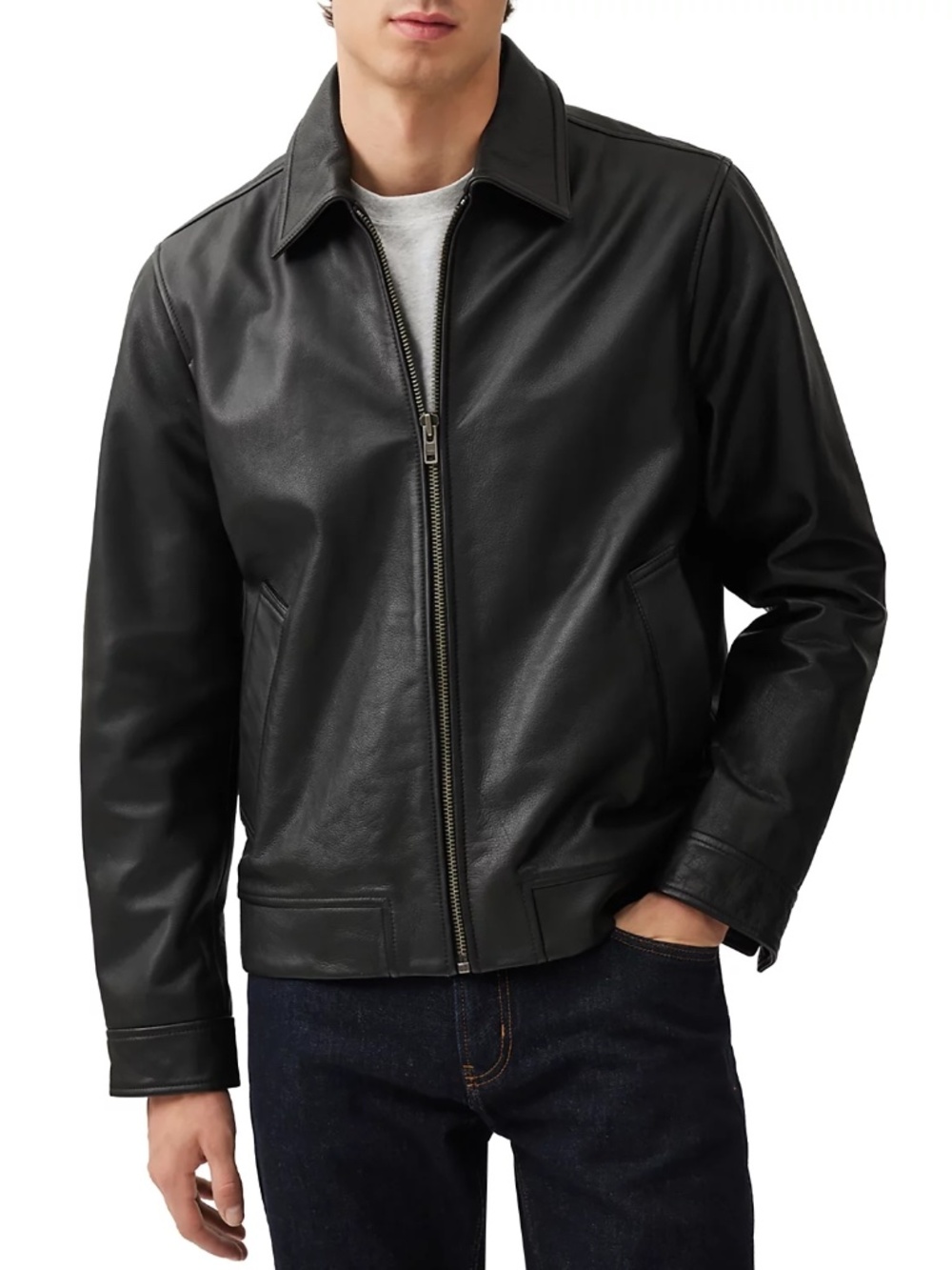 Rodd & Gunn Haymarket Zip Front Leather Jacket in Onyx (Black)